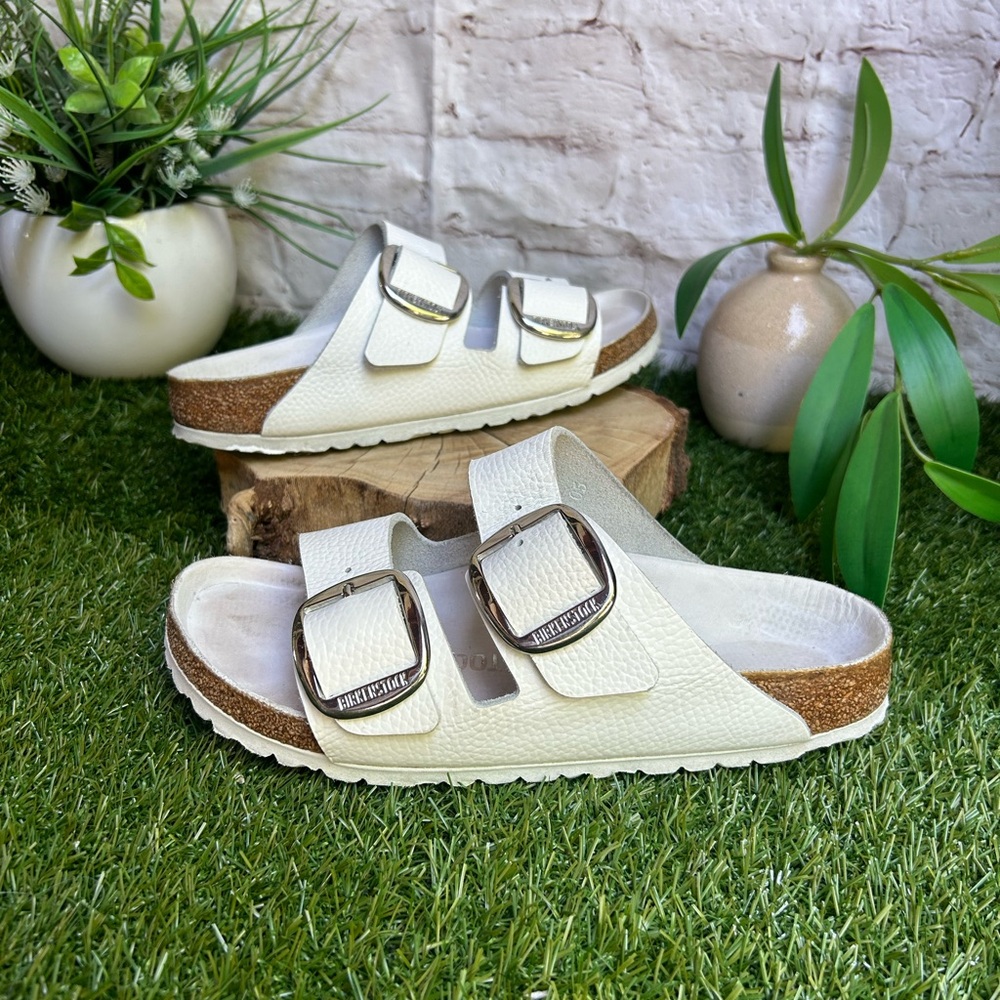 BIRKENSTOCK Arizona Big Buckle white Leather size 41 US 10-10.5 gently used - Picture 6 of 15